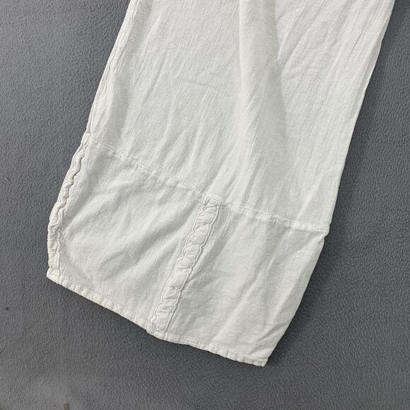 Oh My Gauze Pants Womens 3 White Wide Leg Ankle Ruffle Hem Boho Elastic Waist - Picture 3 of 16